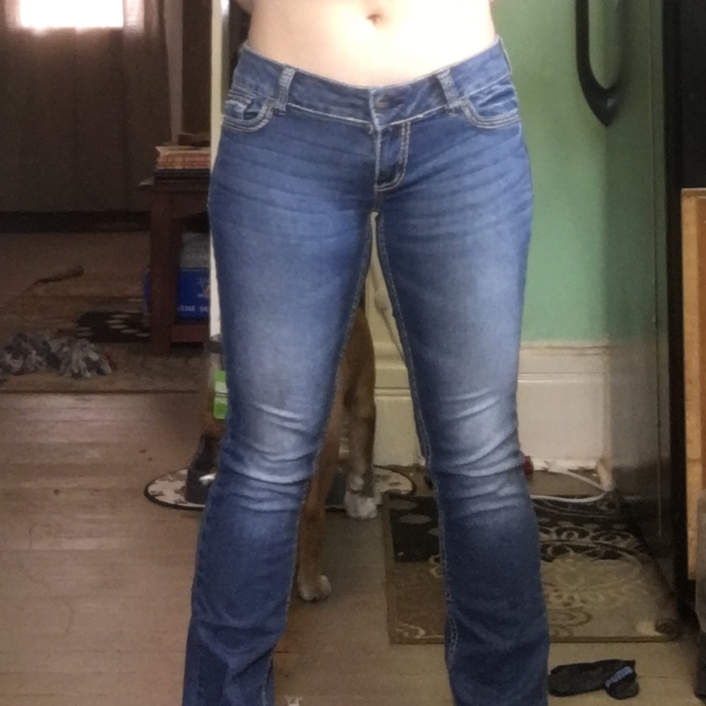 Maurices low rise, short, boot cut jeans